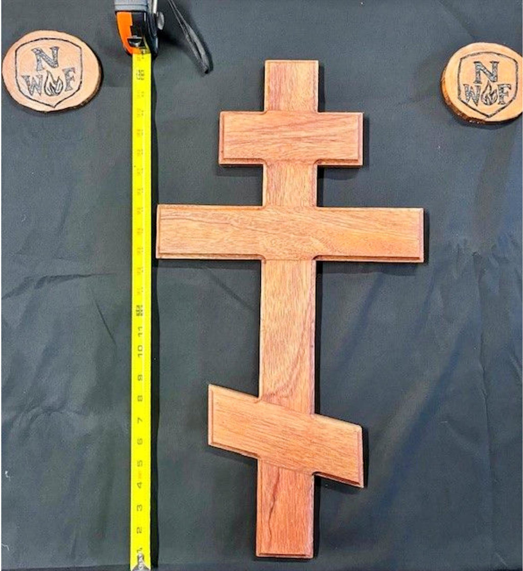 Handcrafted 24" Mahogany Byzantine Cross – Sacred Symbol of Faith and Tradition