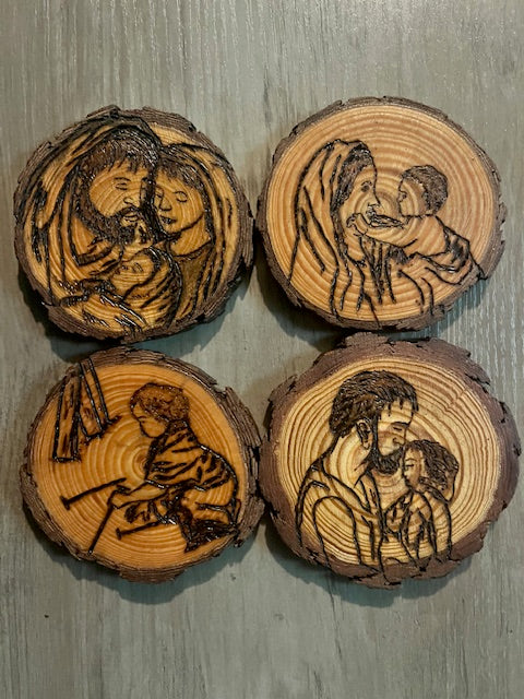 Holy Family Live Edge Pine Coasters