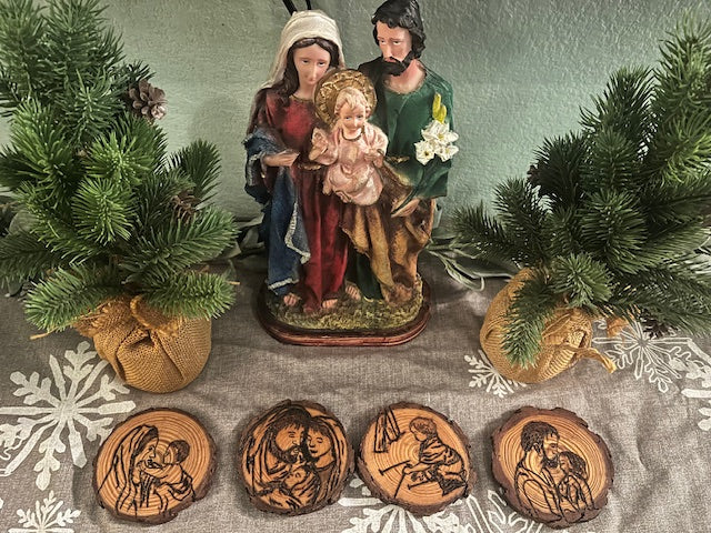 Holy Family Live Edge Pine Coasters