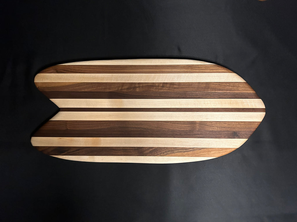 Handcrafted Surfboard‑Style Striped Cutting Board