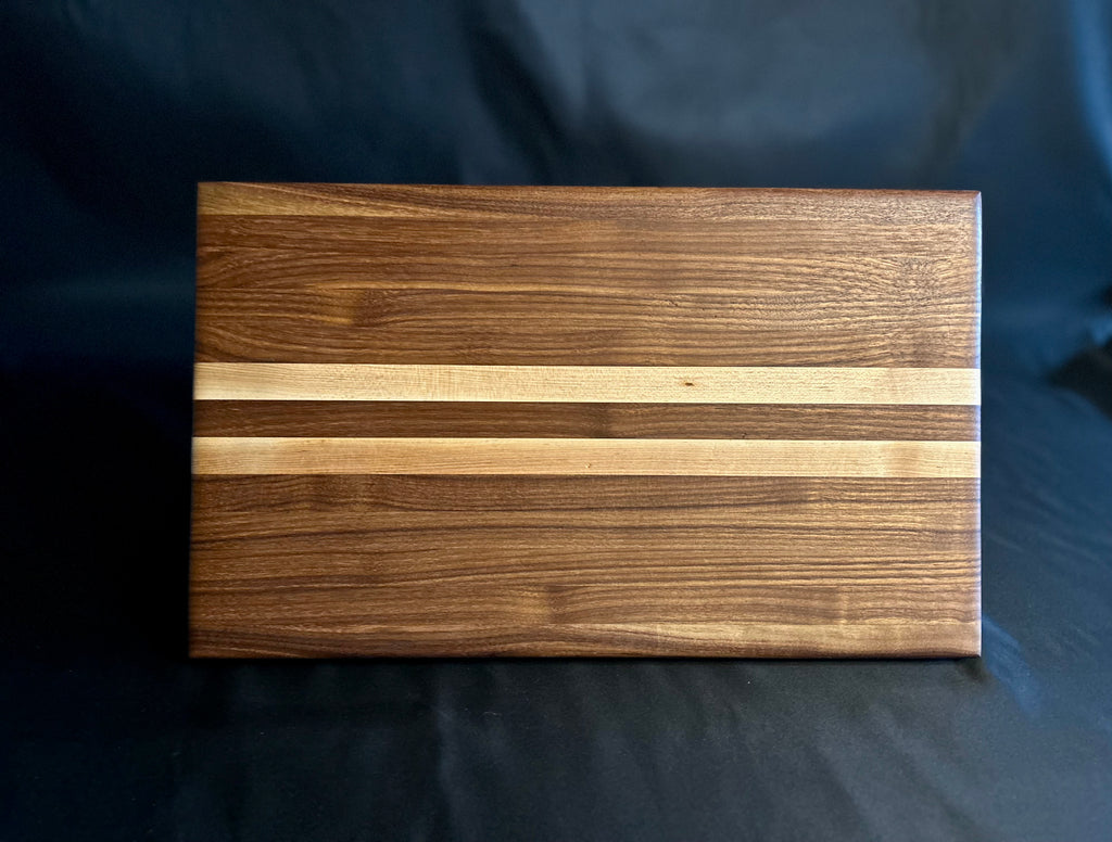 Handcrafted Walnut Cutting Board with Maple Inlay
