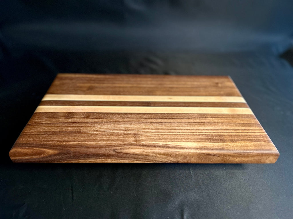 Handcrafted Walnut Cutting Board with Maple Inlay